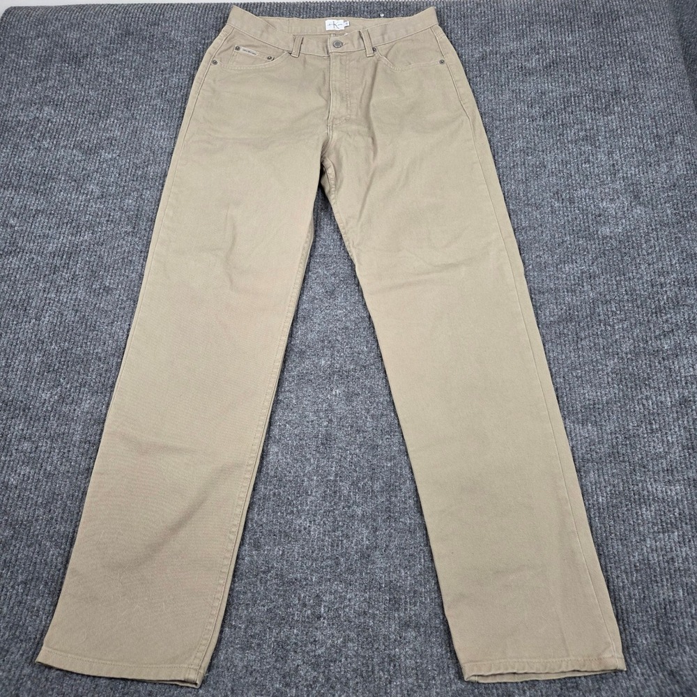 Calvin Klein Jeans Mens W33 Khaki Tan Straight Leg 100% Cotton Twill Pants